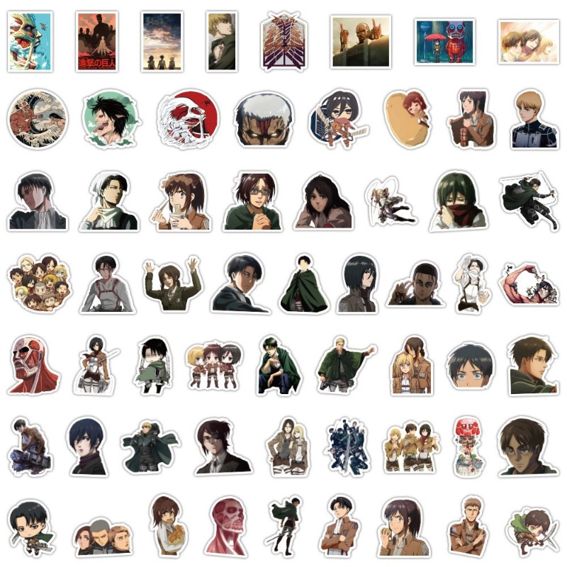 Anime Cosplay Diy - 60Pcs 진격의 거인 애니메이션 스티커 귀여운