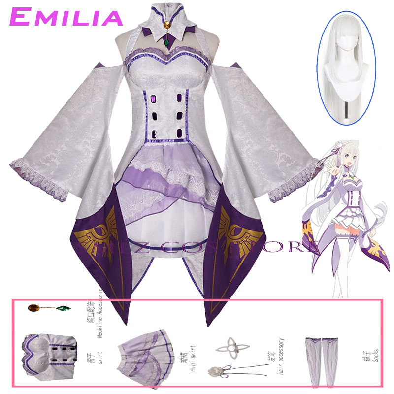 에밀리아 코스프레 애니메이션 Re Zero Kara H - Anime Cosplay Female Characters 리뷰 및 가격