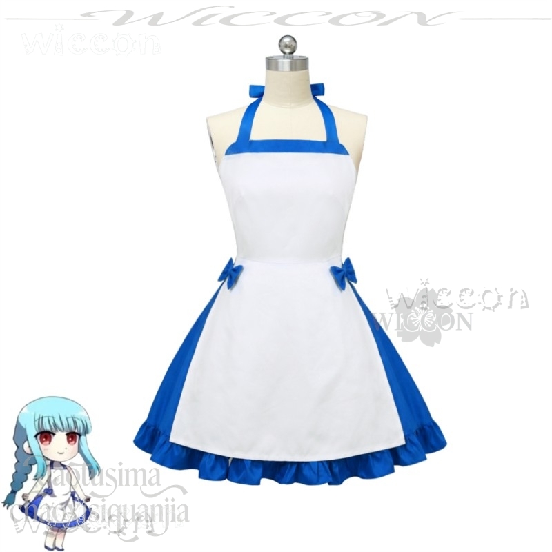 제노 우시로노 나츠 블루 화이트 로리 메이드 드레스 – - Zenos Anime Cosplay 리뷰 및 가격