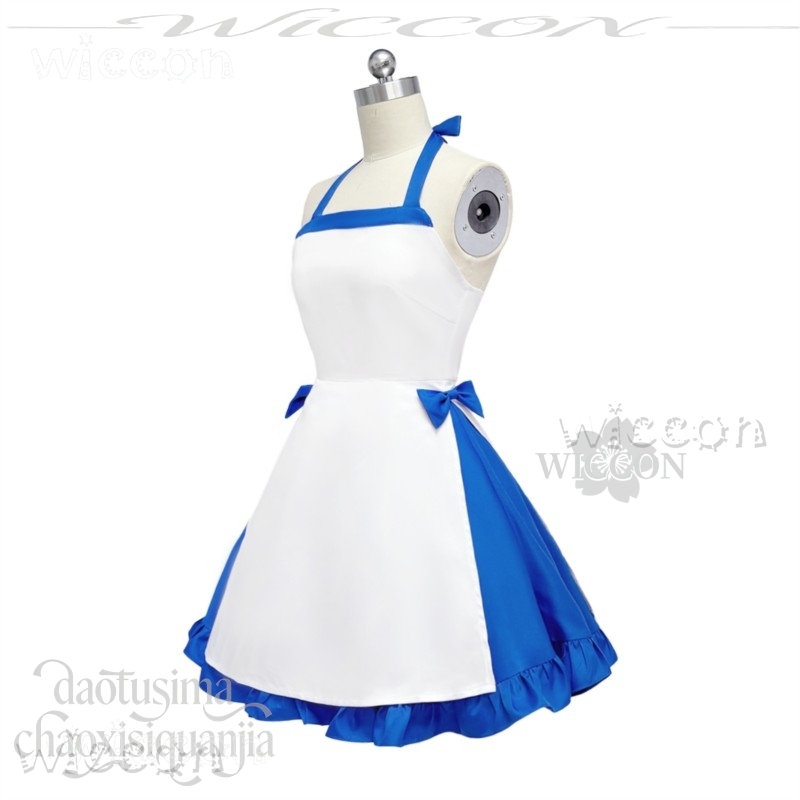 제노 우시로노 나츠 블루 화이트 로리 메이드 드레스 – - Zenos Anime Cosplay 리뷰 및 가격