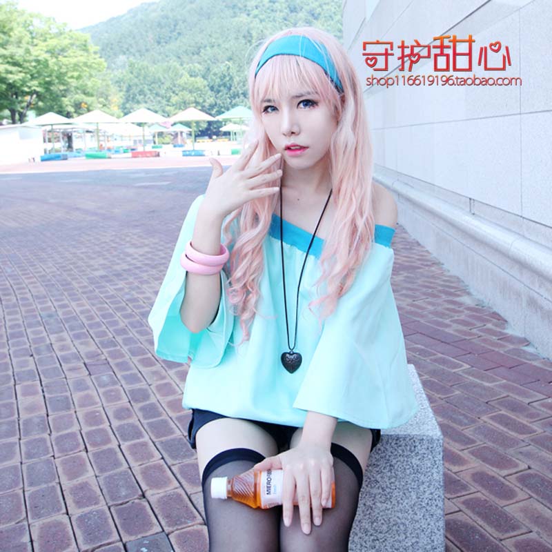 마크로스 F 셰릴 노메 라이트 그린 쉬폰 코트와 바지  - Anime Cosplay Nome 리뷰 및 가격