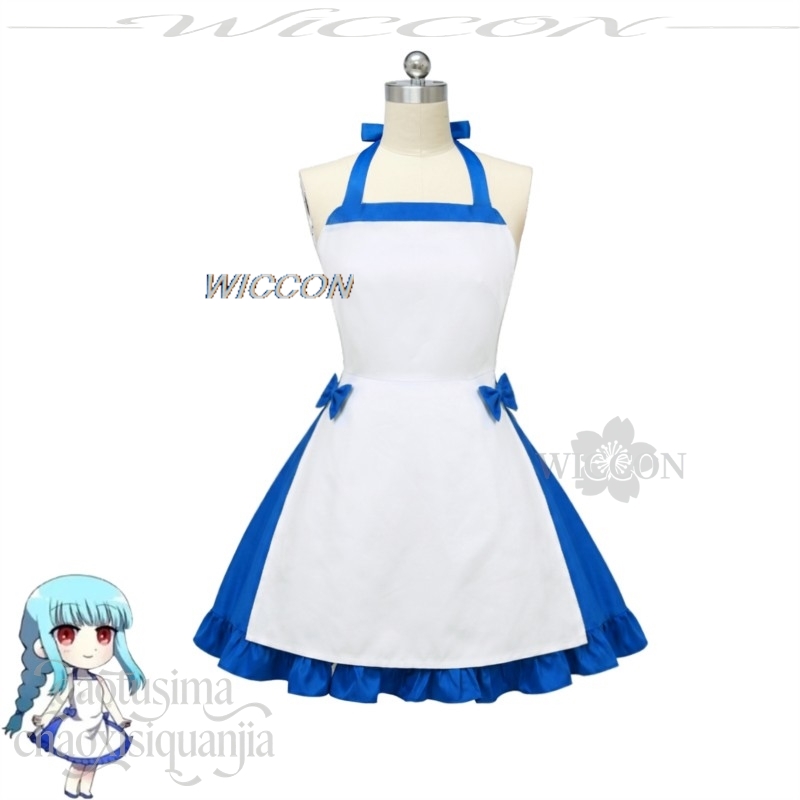 우시로노 나츠 코스튬 블루 화이트 드레스 로리 메이드  - Zenos Anime Cosplay 리뷰 및 가격